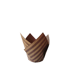 Coconut Brown Tulip Cupcake Baking Cups, Greaseproof Muffin Liners Holders Baking Wrappers, Stripe Pattern, Coconut Brown, 50x80mm