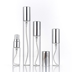 Silver Empty Portable Glass Spray Bottles, Fine Mist Atomizer, with PP Plastic Dust Cap, Refillable Bottle, Silver, 1.7x6.2cm, Capacity: 5ml(0.17fl. oz)