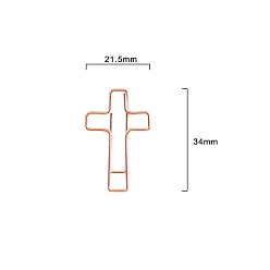 Rose Gold 100Pcs Metal Paper Clips, Religion Cross Spiral Wire Paperclips, Rose Gold, 34x21.5mm