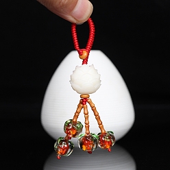 Red Lampwork Pendant Decorations, Lucky Persimmon Tassel Hanging Ornament, Red, 150mm