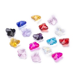 Mixed Color Transparent Glass Beads, Faceted, Butterfly, Mixed Color, 12x15x8mm, Hole: 1.5mm
