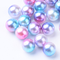 Deep Sky Blue Rainbow Acrylic Imitation Pearl Beads, Gradient Mermaid Pearl Beads, No Hole, Round, Deep Sky Blue, 4mm, about 15800pcs/500g