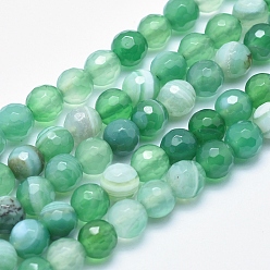 Medium Spring Green Natural Agate Beads, Dyed, Faceted Round, Medium Spring Green, 16mm, Hole: 1.5mm, about 25pcs/strand, 15.1 inch(38.5cm)
