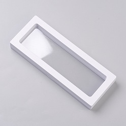 White Rectangular Transparent 3D Floating Frame Display, for Ring Necklace Bracelet Earring, Coin Display Stands, Aa Medallions, White, 17.9x2x6.9cm, Inner Diameter: 157x46mm
