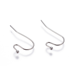 Stainless Steel Color 304 Stainless Steel Earring Hooks, Stainless Steel Color, 21x12x0.7mm