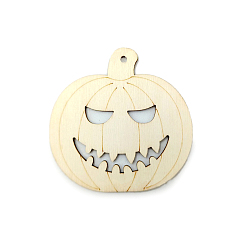 Tan Unfinished Wood Slices Pendant Decorations, for Halloween Theme, Pumpkin, Tan, 6.8x6.7cm, 10pcs/bag