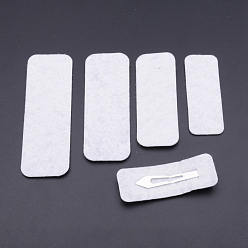 White Non-woven Oval Snap Hair Clips Findings, Felt Pads Patches Appliques Non-Slip Barrettes Hair Accessories, White, 68x24mm