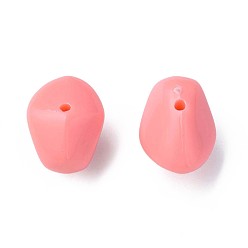 Light Coral Opaque Acrylic Beads, Nuggets, Light Coral, 12.5x18x13mm, Hole: 1.6mm, about 360pcs/500g