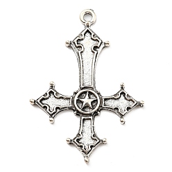 Antique Silver Plated Alloy Big Pendants, Cross, Antique Silver, 53x38x3mm, Hole: 2.7mm