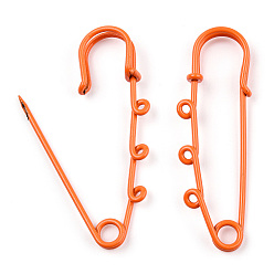 Коралловый Фурнитура для железной броши, окрашенная распылением, булавки для килта с тройными петлями, коралл, 59x18x6 мм, отверстие : 2 мм