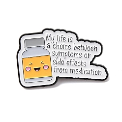 Bottle Эмалевые булавки, булавки для лацканов из сплава для одежды рюкзака, чёрные, симптомы против побочных эффектов флакон с лекарством, 22x34 мм