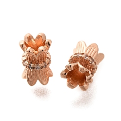 Розовое Золото Покрытие стойки латунь микропаве прозрачные кубические циркониевые бусины, долговечный, без свинца и без кадмия, розовое золото , 8x5 мм, отверстие : 2.5 мм