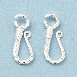 925 Sterling Silver Plated Brass S-Hook Clasps, Cadmium Free & Lead Free, 925 Sterling Silver Plated, 12.5x7x2mm, Hole: 2mm and 0.7mm