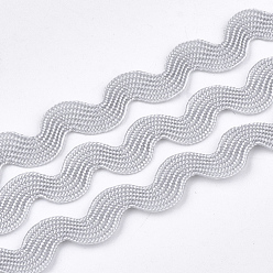 Light Grey Polypropylene Fiber Ribbons, Wave Shape, Light Grey, 7~8mm, 15yard/bundle, 6bundles/bag