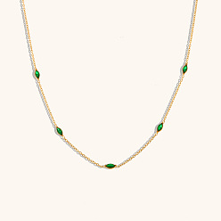 Green Diamond Stunning 5-Carat Zirconia Pendant Necklace in Gold-Tone Stainless Steel Chain