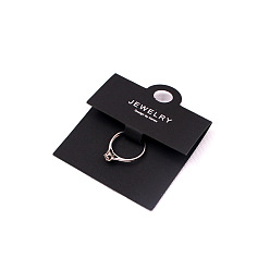 Black Folding Paper Ring Display Cards, Jewelry Display Card for Ring Packaging, Black, 10x6cm