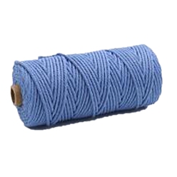 Cornflower Blue Cotton String Threads, Macrame Cord, Decorative String Threads, for DIY Crafts, Gift Wrapping and Jewelry Making, Cornflower Blue, 3mm, about 109.36 Yards(100m)/Roll