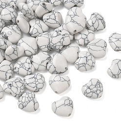 Weiß Gefärbten synthetischen türkisperlen, Herz, weiß, 9x10x4.5 mm, Bohrung: 1.2 mm