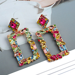 colorful Colorful Geometric Crystal Earrings with Elegant High-end Style