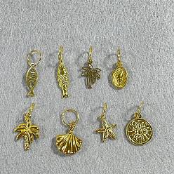 Gainsboro 8Pcs Stainless Steel Pendants, with Jump Rings, Mixed Shapes, Golden, 25~32mm