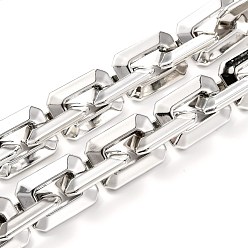 Silver CCB Plastic Boston Link Chains, Rectangle, Silver, 28x21x6mm, 39.37 inch(1m)/strand