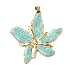 Зеленый 304 подвески из нержавеющей стали, с эмалью, , ионное покрытие (ip), реальный 18 k позолоченный, зелёные, 47.5x44.5x3 мм, отверстие : 3x5 мм