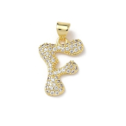 Letter F Латунные микро проложить кубического циркония подвески, стойки покрытие, буквы, без свинца и без кадмия, долговечный, реальный 18 k позолоченный, Буква F, 18.5x13.5x2.5 мм, отверстие : 3.9x3.3 мм