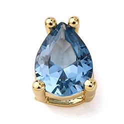 Васильковый Подвески-слайдеры из латуни с микропаве из кубических цирконий в форме капли, долговечный, стойки покрытие, без кадмия и без свинца, реальный 18 k позолоченный, васильковый, 8.5x6.5x5.5 мм, отверстие : 5.5x2 мм