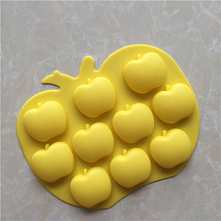 Yellow DIY Apple Shape Food Grade Silicone Molds, Baking Cake Pans, 10 Cavities, for Teacher's Day, Yellow, 173x135x15mm