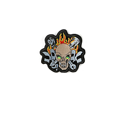 Colorful Skull Shape Computerized Embroidery Cloth Iron on/Sew on Patches, Costume Accessories, Colorful, 93x98mm