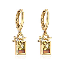 42212 Geometric Earrings for Women, 18K Gold Plated with Zircon Stones - Luxurious and Elegant Jewelry