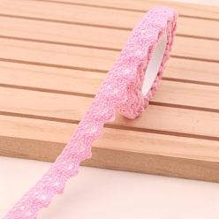 Pearl Pink Lace Trim, Cotton Lace Ribbon, with Adhesive Back, For Sewing Decoration, Pearl Pink, 5/8 inch(15mm), about 1.97 Yards(1.8m)/Roll