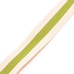Yellow Green Polyester Braid Ribbon, Flat, Stripe Pattern, Garment Accessories, Yellow Green, 1-1/4 inch(32x1mm), about 10 yards/bundle