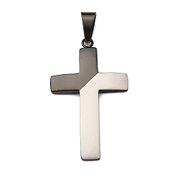 (52) Непрозрачная лаванда 304 подвески из нержавеющей стали, крестик, вакуумное покрытие pvd, разноцветные, 42x25x2.5 мм, отверстие : 8x4 мм