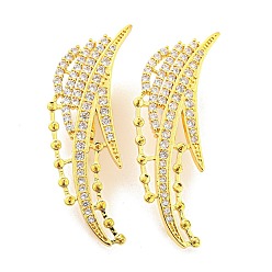 Real 18K Gold Plated Rack Plating Brass Pave Clear Cubic Zirconia Twister Clasps, Long-Lasting Plated, Cadmium Free & Lead Free, Real 18K Gold Plated, 49x20x9.5mm