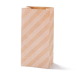 BurlyWood Rectangle Kraft Paper Bags, None Handles, Gift Bags, Stripe Pattern, BurlyWood, 9.1x5.8x17.9cm