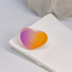 Orange Resin Heart Finger Ring for Women, Orange, US Size 6 1/2(16.9mm)