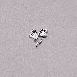 Серебро Цветок сплава кабошоны, 3аксессуары для наполнителей d charms, для женского украшения ногтей, серебряные, 10x9.5x3 мм