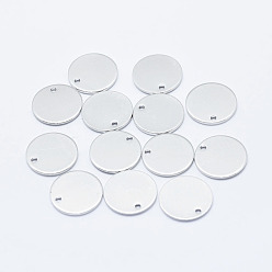 Real Platinum Plated Brass Charms, Long-Lasting Plated, Real Platinum Plated, Nickel Free, Flat Round, 14x1mm, Hole: 1.5mm