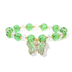 FD11055-19cm Glass bracelet with butterfly pendant - minimalist design, elegant accessory.
