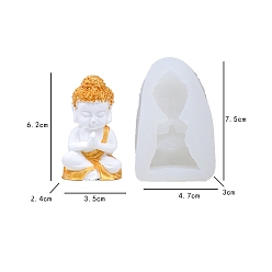 White DIY Buddha Silicone Candle Molds, Resin Casting Molds, For UV Resin, Epoxy Resin Jewelry Making, White, 7.5x4.7x3cm