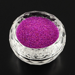 Medium Violet Red AB-Color Plated DIY 3D Nail Art Decoration Mini Glass Beads, Tiny Caviar Nail Beads, Medium Violet Red, 0.6~0.8mm, about 450g/bag