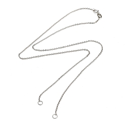 Real Platinum Plated Rhodium Plated 925 Sterling Silver Cable Chains Necklace Makings, for Name Necklaces Making, with Spring Ring Clasps & S925 Stamp, Real Platinum Plated, 18 inch(45.7cm)
