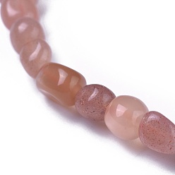 Sunstone Natural Sunstone Bead Stretch Bracelets, Tumbled Stone, Nuggets, Inner Diameter: 2~2-1/4 inch(5.2~5.6cm)