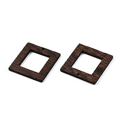 Coconut Brown Natural Wenge Wood Pendants, Undyed, Square Frame Charms, Coconut Brown, 38.5x38.5x3.5mm, Hole: 2mm