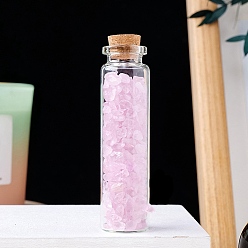 Rose Quartz Natural Rose Quartz Chips in a Glass Bottle with Cork Cover, Mineral Specimens Wishing Bottle Ornaments for Home Office Decoration, 70x22mm