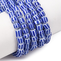 Королевский синий Бусы лэмпворк ручной работы, 2 тон, колонка, королевский синий, 4~5.5x2~4 мм, отверстие : 0.8 мм, около 128~130 шт / нитка, 14.96~15.75 дюйм (38~40 см)