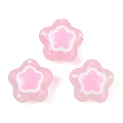 Pink Bemalte Imitations-Jade-Glasperlen, handgezeichnete Perlen, Stern, mit Emaille, rosa, 14.5x15x8 mm, Bohrung: 1.4 mm