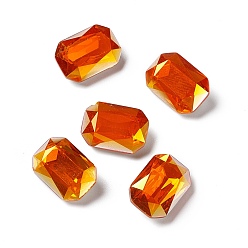 Sun Light AB Style Glass Rhinestone Cabochons, Pointed Back & Back Plated, Octagon Rectangle, Sun, 14x10x5.5mm