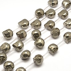 Pyrite Skull Natural Pyrite Beads Strands, 10x8x8mm, Hole: 1mm, about 20pcs/strand, 15.7 inch